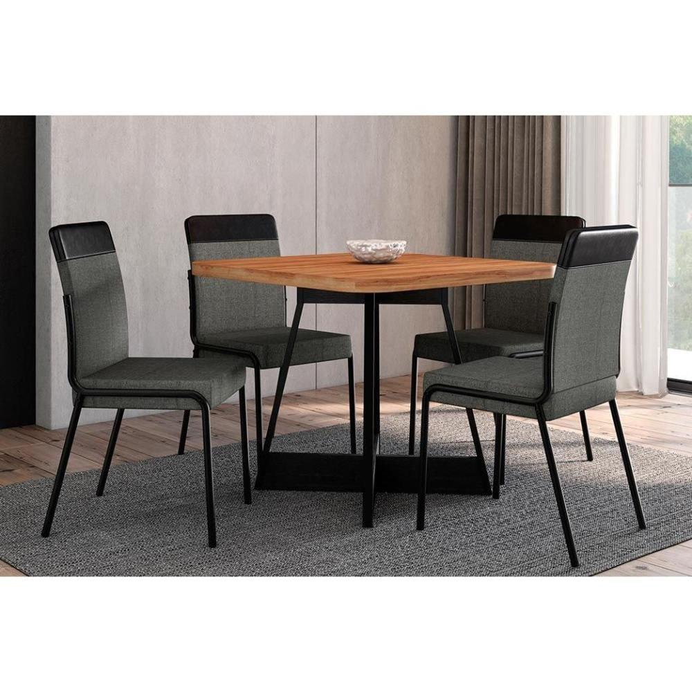 Mesa Cozinha Átria 90 + 4 Cad Duo Preto Carraro