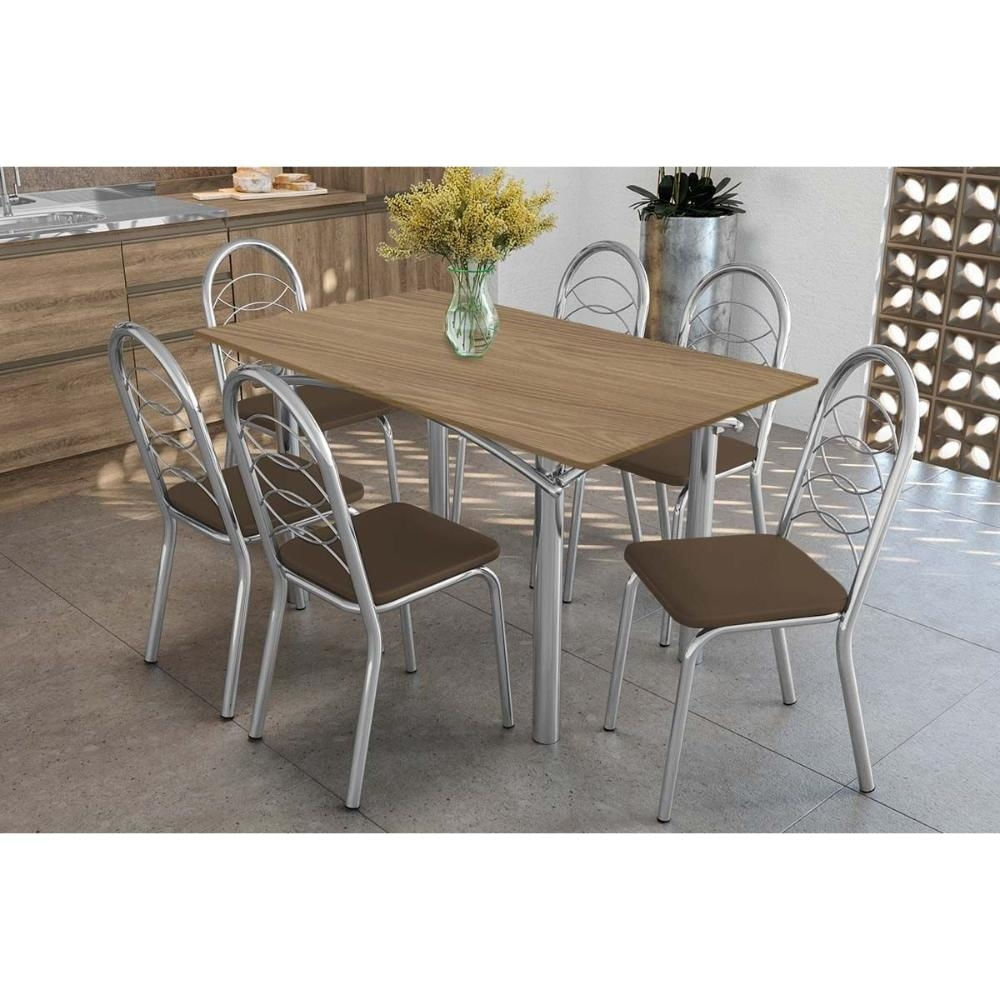 Mesa Sala Elba 160 + 6 Cad Holanda Cromado Kappesberg