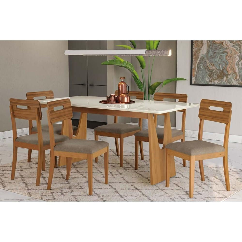 Mesa Sala Mila 180 + 6 Cad Lila Carvalho Kappesberg