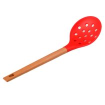 Escumadeira de Silicone com Cabo Madeira Ginger Cazza Vermelha