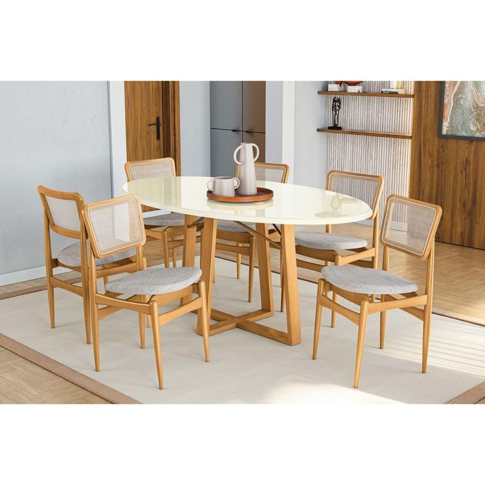Mesa Sala Elma 180 + 6 Cad Stela Carvalho Kappesberg