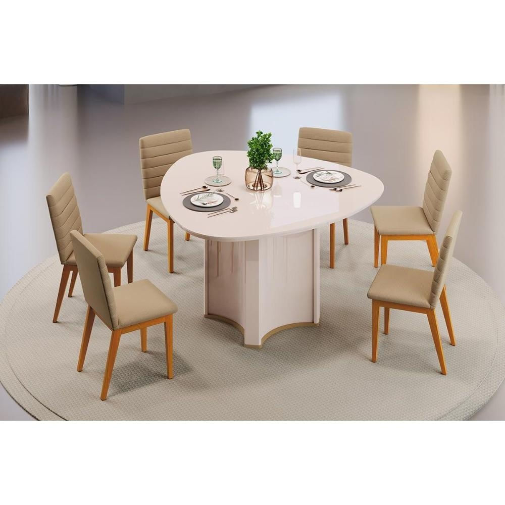 Mesa Cozinha Chanel 136 + 6 Cad Sofia Off White DJ Móveis