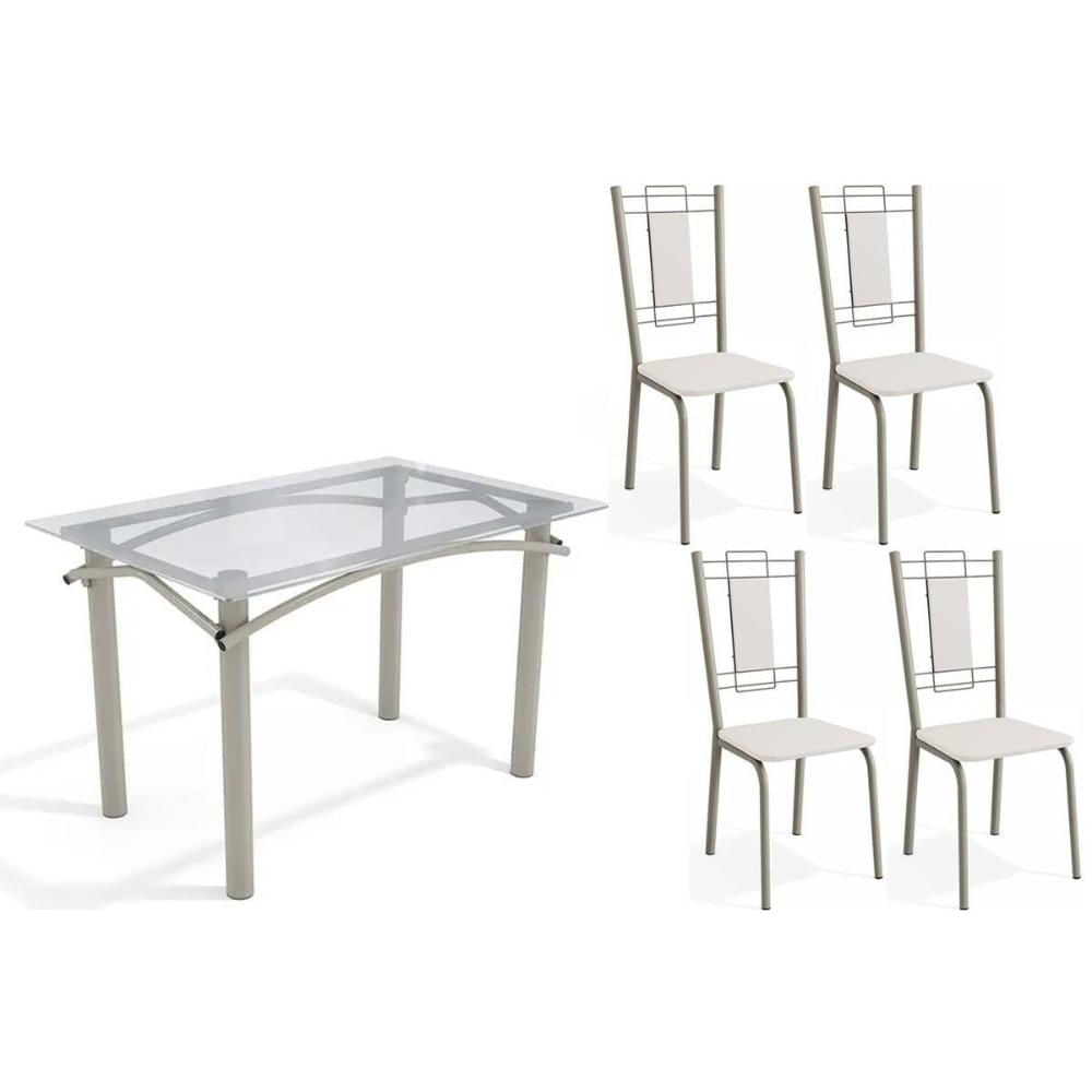 Mesa Cozinha Elba 120 + 4 Cad Florença Niquel/Bco Kappesberg