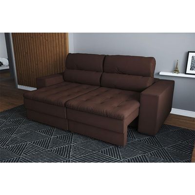 Sofá 2 Lugares Retrátil e Reclinável Montevideo Suede Marrom