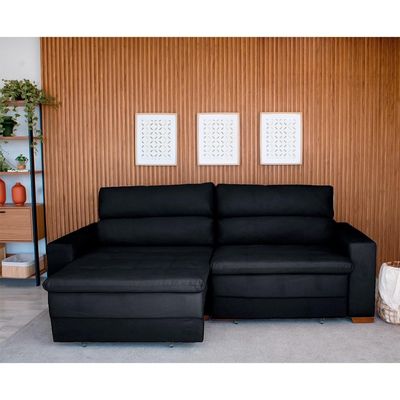 Sofá 2 Lugares Retrátil e Reclinável Montevideo Suede Preto