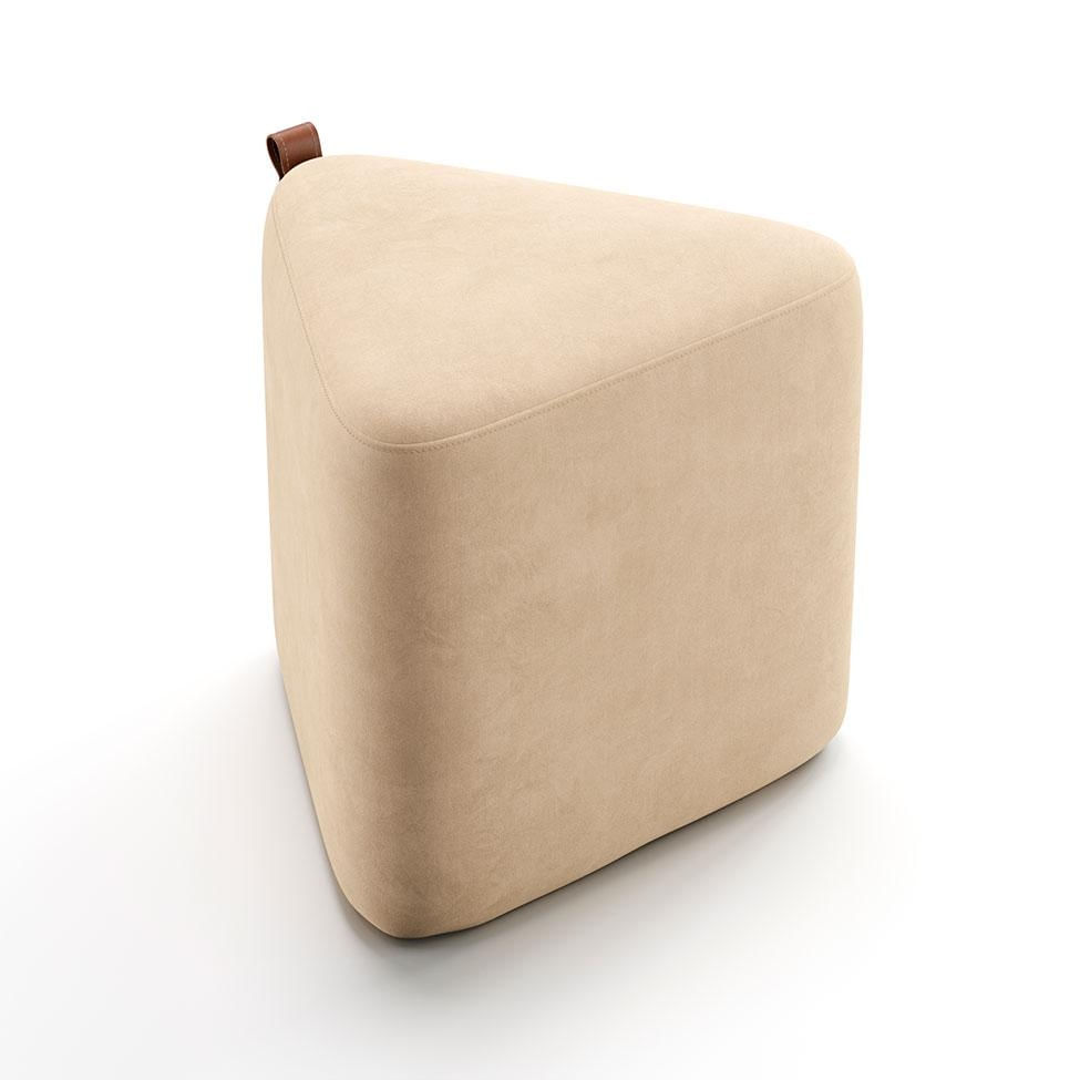 Puff Tortilha Suede Bege e Avelã 45 cm