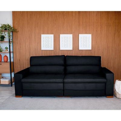 Sofá 2 Lugares Retrátil e Reclinável Montevideo Suede Preto