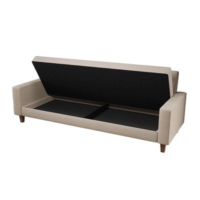 Sofá-Cama Casal 3 Lugares Samper com Baú Linho Bege