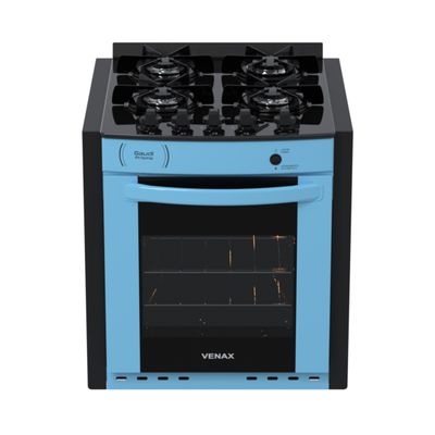 Fogao de Embutir 4 Bocas Venax Gaudi Prisma Vitreo Bl Azul Gas Glp