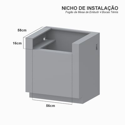 Fogao de Mesa de Embutir 4 Bocas Venax Temis Inox Gas Glp