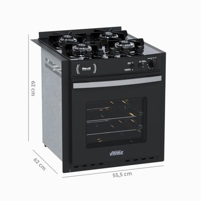 Fogao de Embutir 4 Bocas Venax Gaudi Platinum Vitreo Preto Gas Glp 220 V