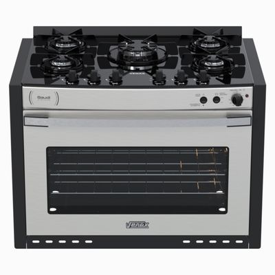 Fogao de Embutir 5 Bocas Venax Gaudi Platinum Vitreo Inox Gas Glp 127 V