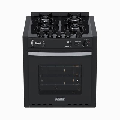 Fogao de Embutir 4 Bocas Venax Gaudi Platinum Vitreo Preto Gas Glp 220 V