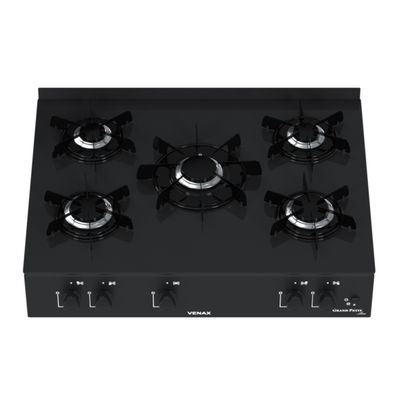 Fogao de Mesa 5 Bocas Venax Grand Petit Line Preto Gas Glp