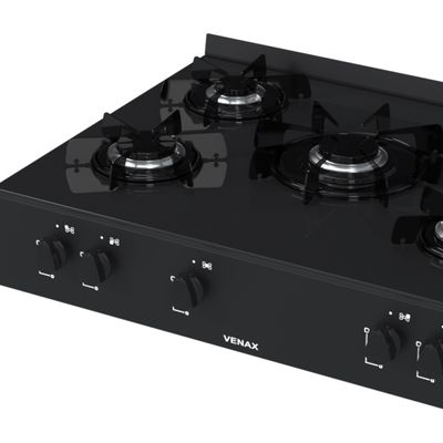 Fogao de Mesa 5 Bocas Venax Grand Petit Line Preto Gas Glp