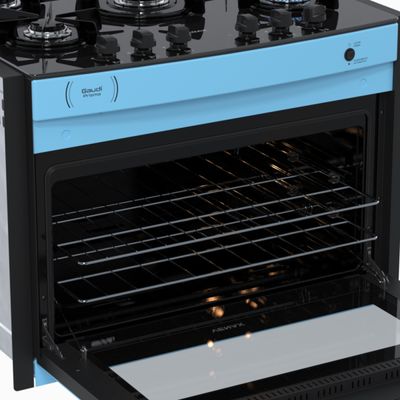 Fogao de Embutir 5 Bocas Venax Gaudi Prisma Vitreo Bl Azul Gas Glp