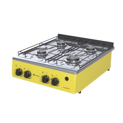 Fogao de Mesa 4 Bocas Grand Petit Vetro Amarelo Gas Glp
