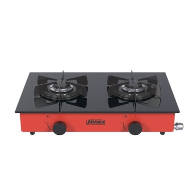 Fogao de Mesa 2 Bocas Venax Flamalar Vitreo Vermelho Gas Glp
