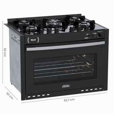 Fogao de Embutir 5 Bocas Venax Gaudi Platinum Vitreo Preto Gas Glp 220 V