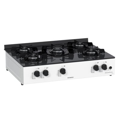 Fogao de Mesa 5 Bocas Venax Grand Petit Line Branco Gas Glp