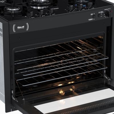 Fogao de Embutir 5 Bocas Venax Gaudi Platinum Vitreo Preto Gas Glp 220 V