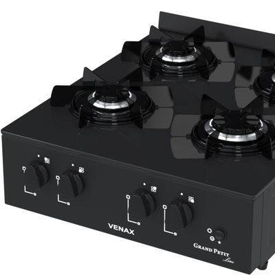 Fogao de Mesa 4 Bocas Venax Grand Petit Line Preto Gas Glp