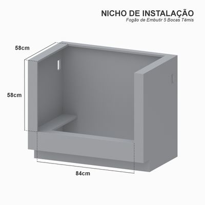 Fogao de Embutir 5 Bocas Venax Temis Branco Gas Glp 127 V