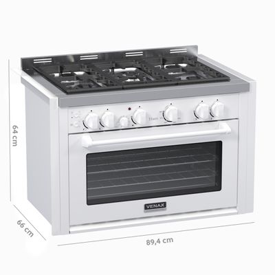Fogao de Embutir 5 Bocas Venax Temis Branco Gas Glp 127 V