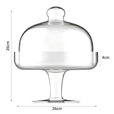 Prato para Bolo Festa com Pé e Tampa Vidro 26cm L'Hermitage Sobremesa Boleira Mesa Posta