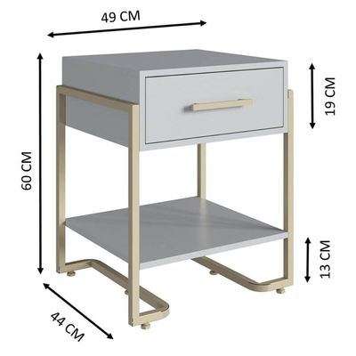 Jogo Quarto 3pçs Industrial Closet Cômoda Mesa de Cabeceira Arena Dourado Placa e Ponto
