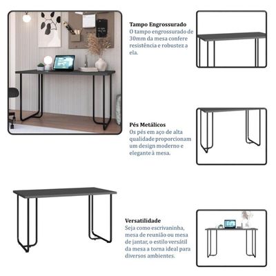Kit Mesa Industrial para Escritório e Gaveteiro 4 Gavetas Grafite Placa e Ponto Elegante
