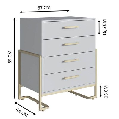 Jogo Quarto 3pçs Industrial Closet Cômoda Mesa de Cabeceira Arena Dourado Placa e Ponto