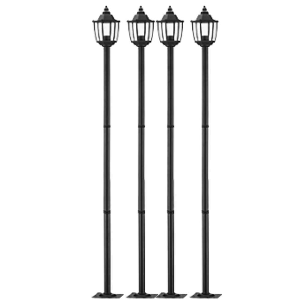 Kit 4 Postes para Praça 166cm Dital Heritage Clássico Preto E27 Luminária Jardim Iluminação Externa