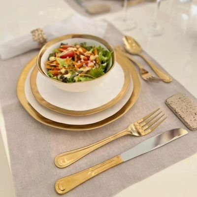 Prato Raso Sobremesa 21cm Porcelana Branco Dubai Wolff Borda Dourada Pratinho Louça Avulso