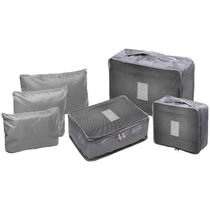 Kit 6 Organizadores de Mala para Viagem Lyor Cinza Nylon Bagagem Arrumar Mochila Roupas