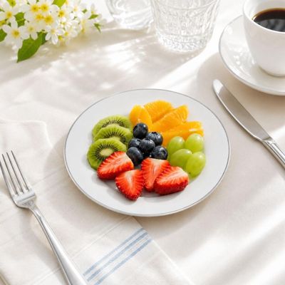 Prato Sobremesa Porcelana Branco Legacy Silver L'Hermitage 19,2cm Pratinho Borda Prata Avulso