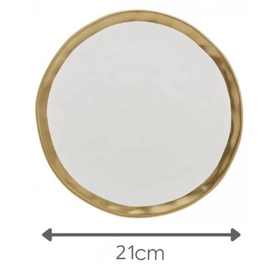 Jogo 4 Pratos Sobremesa 21cm Porcelana Branco Dourado Dubai Wolff Pratinho Louça Mesa Posta