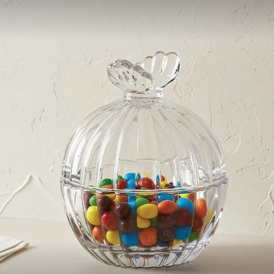 Kit 10 Mini Potiches Vidro com Tampa 8x9,5cm Butterfly Wolff Redondos Decoração Lembrancinhas