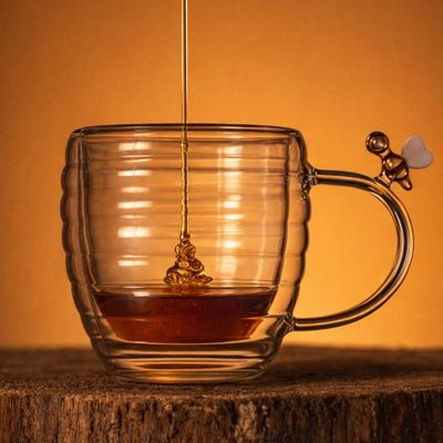 Conjunto 6 Xícaras 180ml Vidro Borossilicato Chá Café Expresso Parede Dupla Abelinhas Lyor