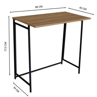 Escrivaninha Mesa de Estudo Compacta Dobrável Industrial Mel 80x45x77,5cm Placa e Ponto