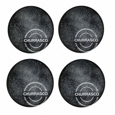 Kit Prato Raso Tramontina Churrasco Carbon em Porcelana 25 cm 4 Peças
