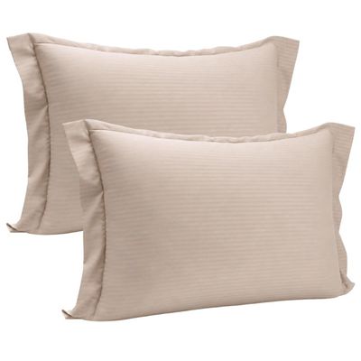 Jogo 2 Fronhas Bege Travesseiro 50x70cm Brisa Toque 200 Fios Lyor com Abas Cama Quarto
