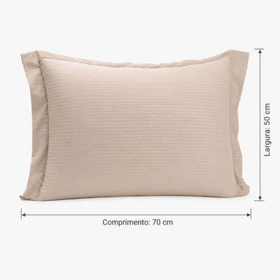 Jogo 2 Fronhas Bege Travesseiro 50x70cm Brisa Toque 200 Fios Lyor com Abas Cama Quarto