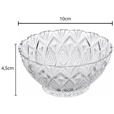Tigela Bowl de Vidro 10x4,5cm 80ml Redondo King Lyor Pequeno Decorativo Sobremesas Doces