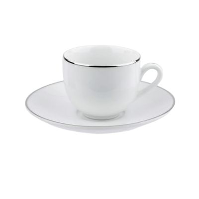 Jogo 12 Xícaras Café 90ml Com Pires Porcelana Branca Legacy Silver L Hermitage Restaurante Cafeteria