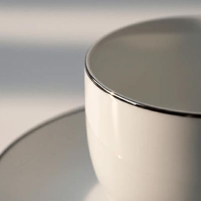 Jogo 12 Xícaras Café 90ml Com Pires Porcelana Branca Legacy Silver L Hermitage Restaurante Cafeteria