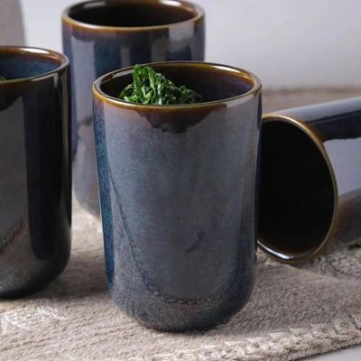 Conjunto 12 pçs Cerâmica Stoneware Azul Oceano Porto Brasil Ramequins Manteigueiras Copos