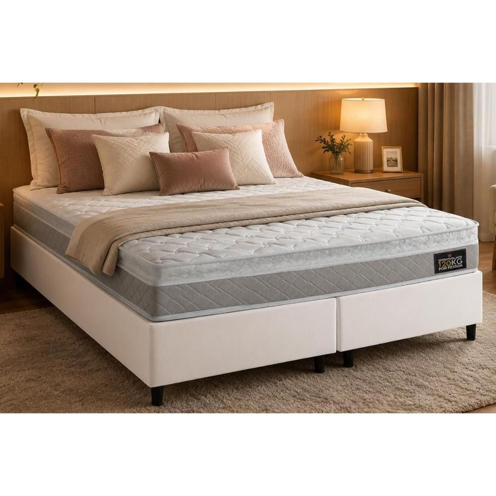 Cama Box CRC Queen +Colchão Anatômico Ortopédico D33 Magnum Hellen 158
