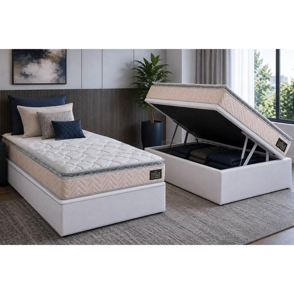 Cama Box Baú CRC Solt +Colchão Anatômico Ortopédico Shelby Hellen 88