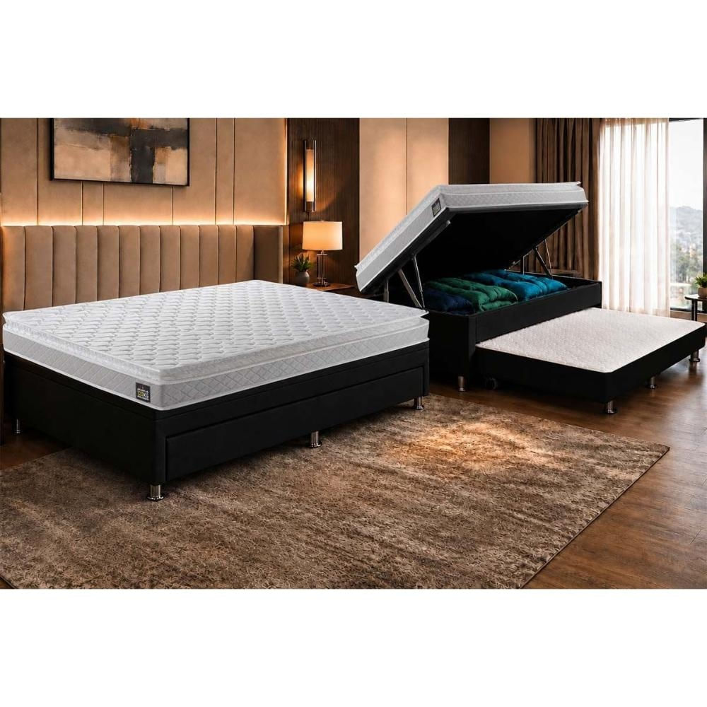 Cama Baú c/Aux CRC Solt +Colchão Anatômico Magnum Hellen 88